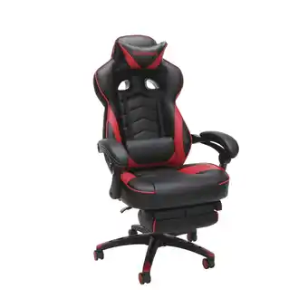 Best Buy RESPAWN 110 Racing Style Gaming Chair, Reclining Ergonomic Leather Chair with Footrest, in Red offer