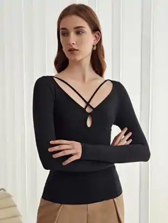 SheIn Motf premium modal criss cross bustier t-shirt offer