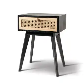 Giant Tiger Debbie Travis® Rattan Bedside Table with Drawer, Black offer