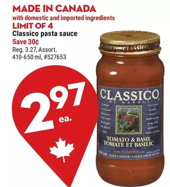 Giant Tiger Classico Pasta Sauce offer