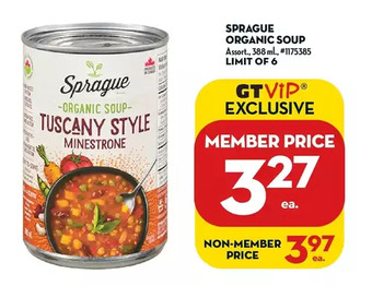 Giant Tiger Sprague Organic Soup offer