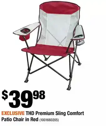 Home Depot THD Premium Sling Comfort Patio Chair in Red offer
