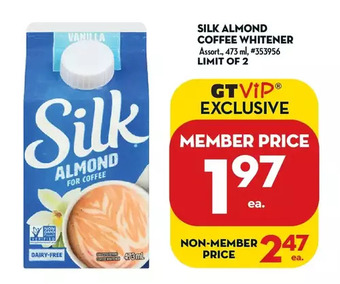 Giant Tiger Silk Almond Coffee Whitener offer