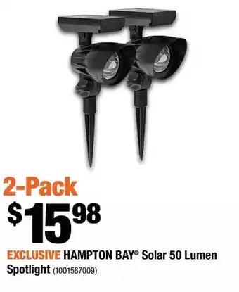 Home Depot Hampton Bay Solar 50 Lumen Spotlight offer