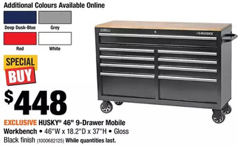 Home Depot Husky 46" 9-Drawer Mobile Workbench offer