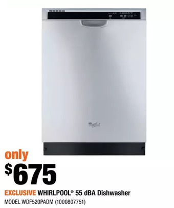 Home Depot Whirlpool 55 dBA Dishwasher offer