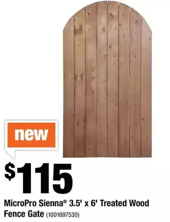 Home Depot Micropro Sienna 3.5' X 6' Treated Wood Fence Gate offer