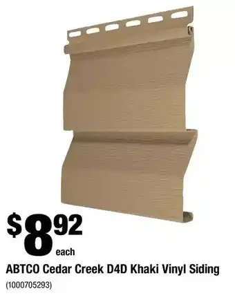 Home Depot ABTCO Cedar Creek D4D Khaki Vinyl Siding offer