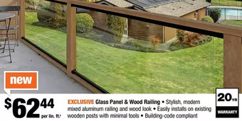 Home Depot Glass Panel & Wood Railing offer