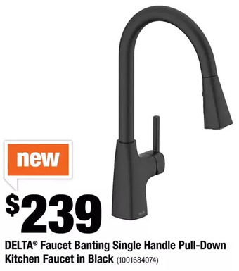 Home Depot Delta Faucet Banting Single Handle Pull-Down Kitchen Faucet in Black offer