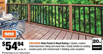 Home Depot Wide Picket & Wood Railing offer