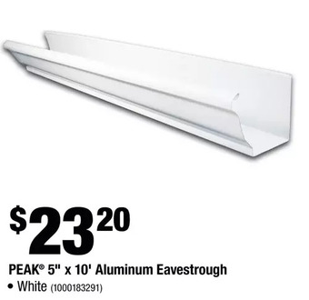Home Depot Peak 5" X 10' Aluminum Eavestrough offer