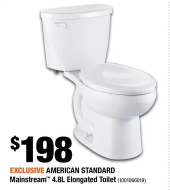 Home Depot American Standard Mainstream 4.8L Elongated Toilet offer