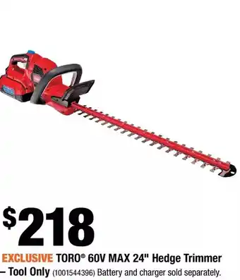 Home Depot Toro 60V Max 24" Hedge Trimmer offer