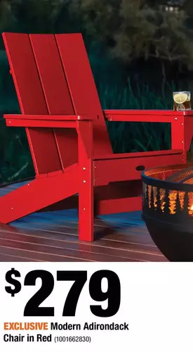 Home Depot Modern Adirondack Chair in Red offer