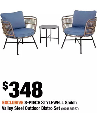 Home Depot 3-Piece Stylewell Shiloh Valley Steel Outdoor Bistro Set offer
