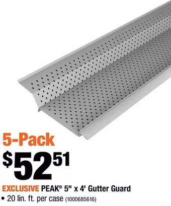 Home Depot Peak 5" X 4' Gutter Guard offer