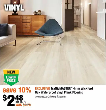 Home Depot TrafficMASTER 4mm Wickford Oak Waterproof Vinyl Plank Flooring offer