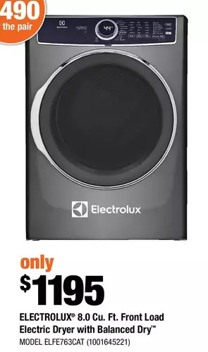 Home Depot Electrolux 8.0 Cu. Ft. Front Load Electric Dryer with Balanced Dry offer