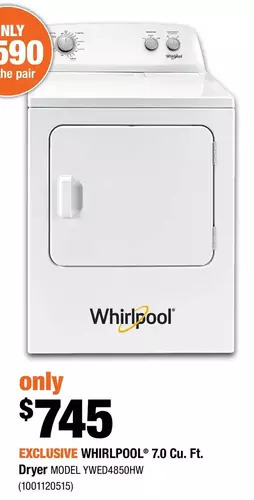 Home Depot Whirlpool 7.0 Cu. Ft. Dryer offer