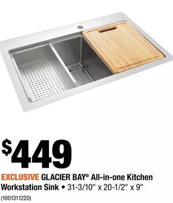 Home Depot Glacier Bay All-in-One Kitchen Workstation Sink offer