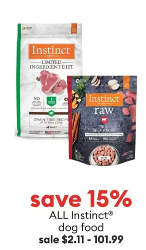 Petsmart ALL Instinct® dog food offer