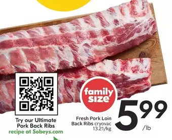 Sobeys Fresh Pork Loin Back Ribs offer