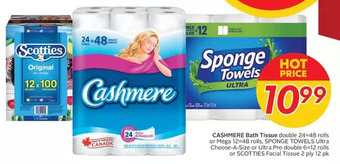 Sobeys Cashmere Bathroom Tissue, Sponge Towels or Scotties Facial Tissue offer