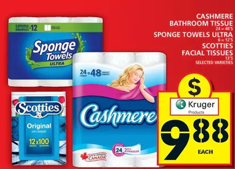 Food Basics Cashmere Bathroom Tissue | Sponge Towels Ultra | Scotties Facial Tissues offer