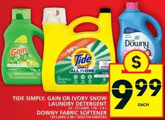 Food Basics Tide Simply, Gain or Ivory Snow Laundry Detergent | Downy Fabric Softener offer
