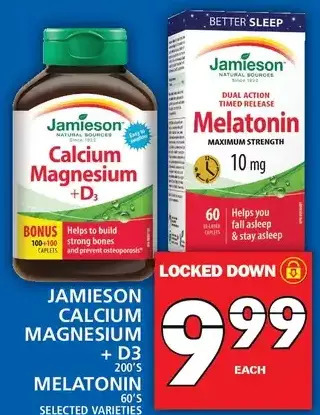 Food Basics Jamieson Calcium Magnesium + D3 | Melatonin offer