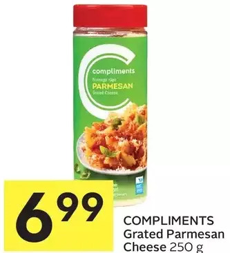Foodland Compliments Grated Parmesan Cheese offer