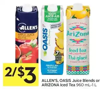Foodland Allen's, Oasis Juice Blends or Arizona Iced Tea offer