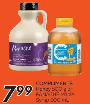 Sobeys Urban Fresh Compliments Honey or Panache Maple Syrup offer