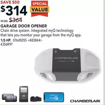 Lowe's Chamberlain Garage Door Opener offer