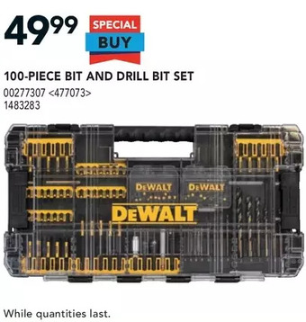 Lowe's Dewalt 100-Piece Bit and Drill Bit Set offer
