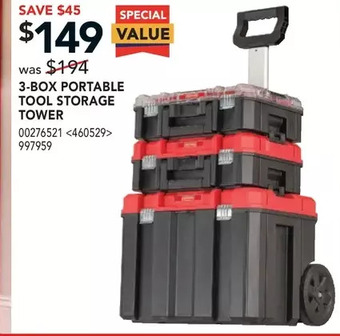 Lowe's Craftsman 3-Box Portable Tool Storage Tower offer