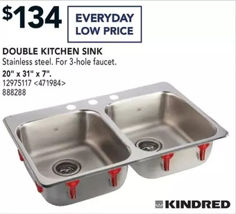 Lowe's Kindred Double Kitchen Sink. 20" X 31" X 7" offer