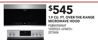 Lowe's 1.9 Cu. Ft. over-the-Range Microwave Hood offer