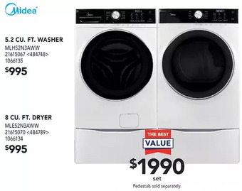 Lowe's Midea 5.2 Cu. Ft. Washer | 8 Cu. Ft. Dryer offer