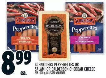 Metro Schneiders Pepperettes or Salami or Balderson Cheddar Cheese offer