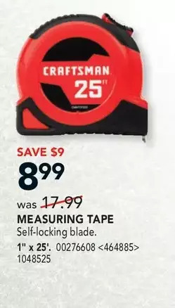 RONA Craftsman Measuring Tape offer