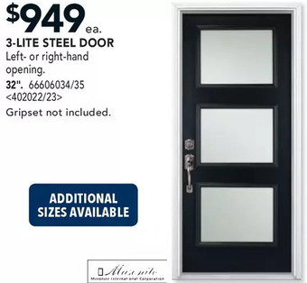 RONA Masonite 3-Lite Steel Door. 32" offer