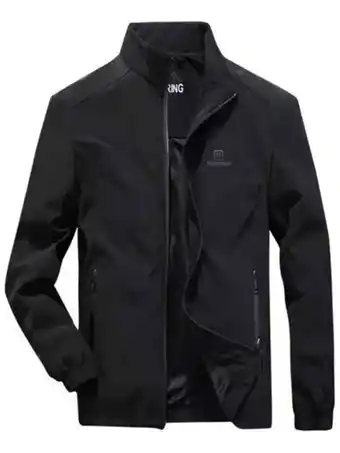 SheIn Men letter graphic zip up jacket offer