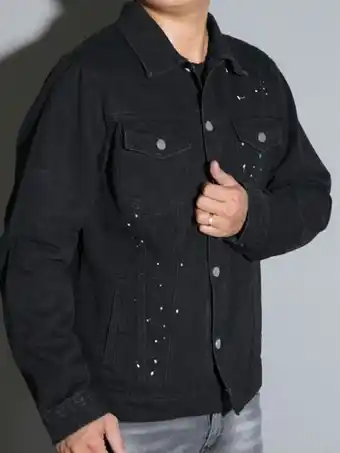 SheIn Men ink dots flap pocket denim jacket offer