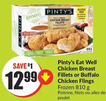 FreshCo Pinty's Eat Well Chicken Breast Fillets or Buffalo Chicken Flings offer
