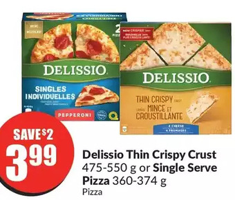 FreshCo Delissio Thin Crispy Crust or Single Serve Pizza offer