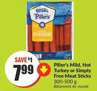 FreshCo Piller's Mild, Hot Turkey or Simply Free Meat Sticks offer