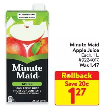 Walmart Minute Maid Apple Juice offer
