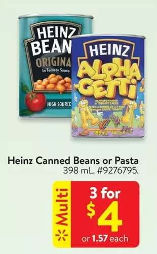 Walmart Heinz Canned Beans or Pasta offer